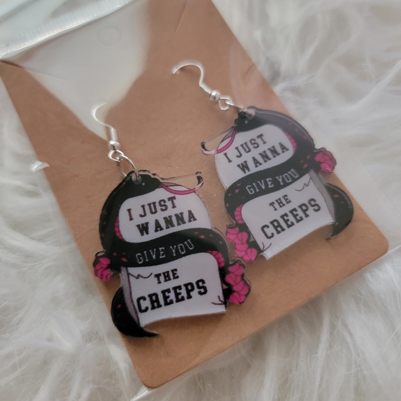 The Unbranded Brand Jewelry - Creepy Quote Earrings with Pink Accents